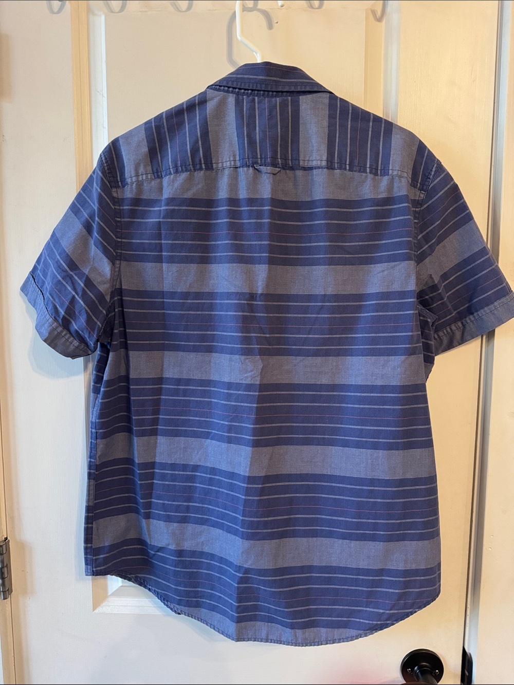 Original Penguin Heritage Slim Fit Blue Striped Short Sleeve Button-Down Shirt - Picture 7 of 9